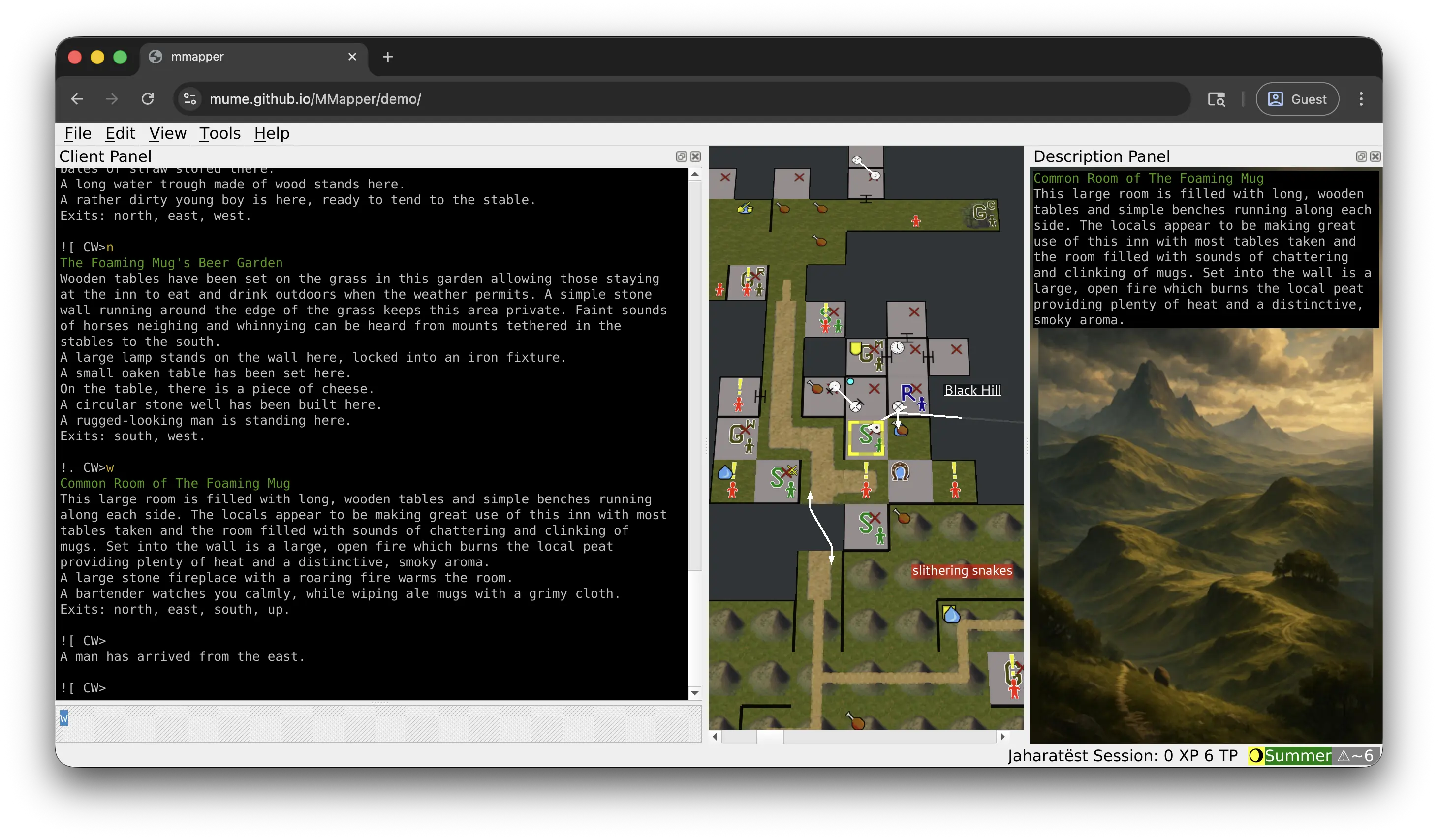 Play MUME for free using MMapper Web client
