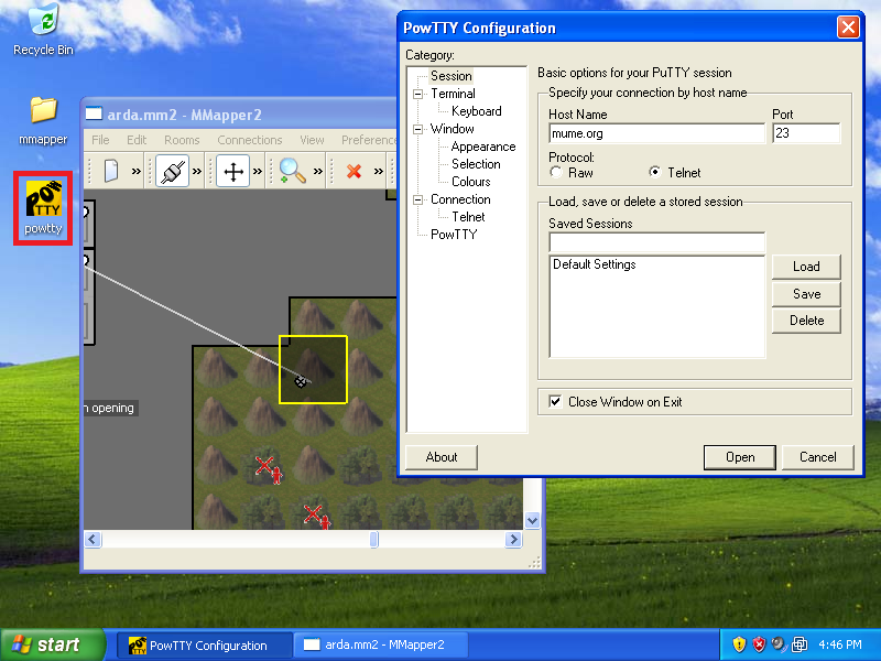 PowTTY running with mmapper2