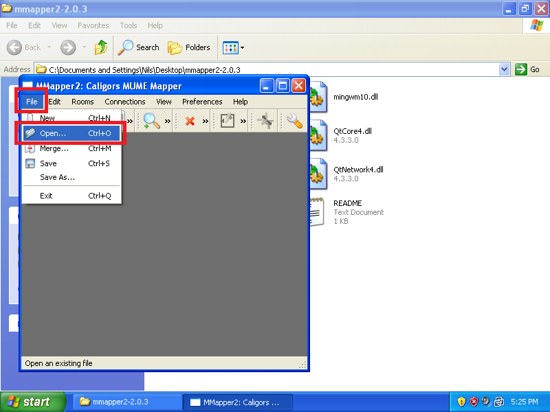 Loading a map in MMapper